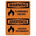 Signmission Safety Sign, OSHA WARNING, 12" Height, 18" Width, Aluminum, Flammable Liquids Bilingual, Landscape OS-WS-A-1218-L-12616